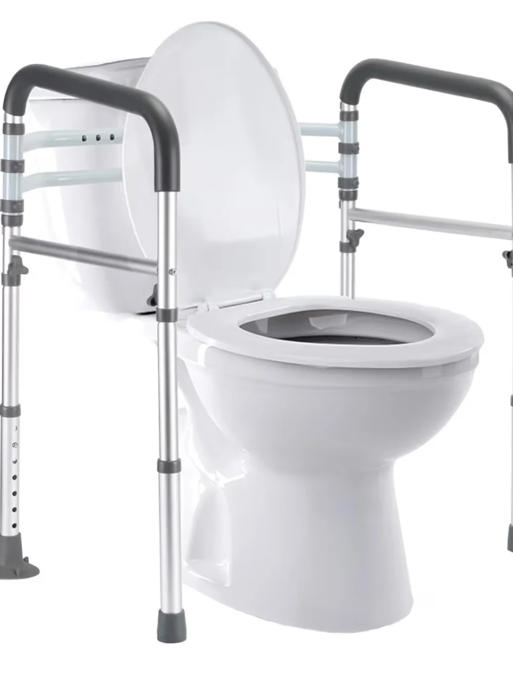 Beige Toilet Safety Rails - Adjustable Support Handrails